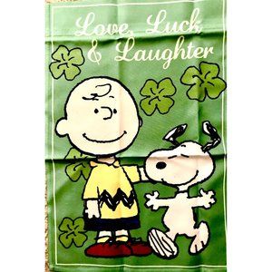 Love, Luck & Laughter SNOOPY PEANUTS GANG Garden Flag 12"x18" 100463 St. Pats NU
